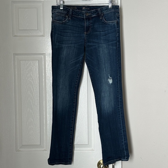 Kut from The Kloth Boyfriend jeans Medium Dark wash Distressing Size 8 Women - Picture 1 of 8